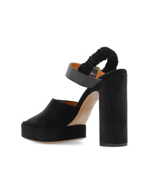 Chloé Black Platform Sandals `aria`,