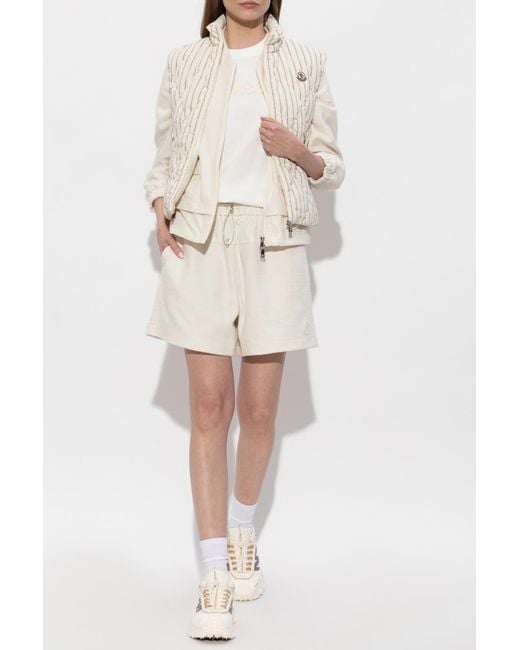 Moncler White Cardigan Made Of Combined Materials
