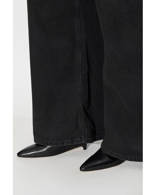 Maison Margiela Black Leather Wedge Shoes