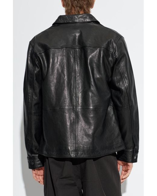 AllSaints Black Leather Jacket "Saxon" for men