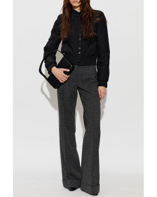 McQueen Black Quilted Jacket With Decorative Stitching