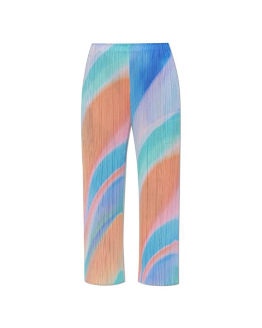 Pleats Please Issey Miyake Blue Pleated Trousers