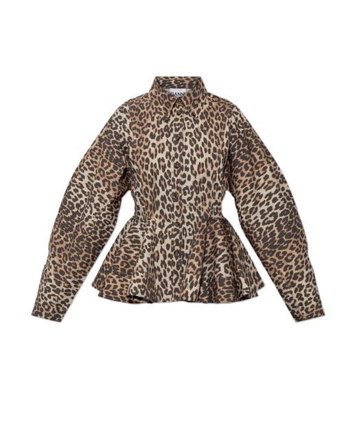 Ganni Blue Shirt With Animal Motif