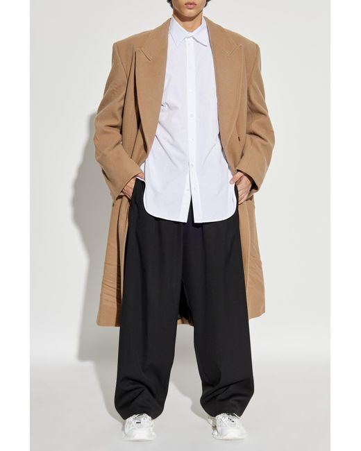 Balenciaga Natural Long Wool Coat for men