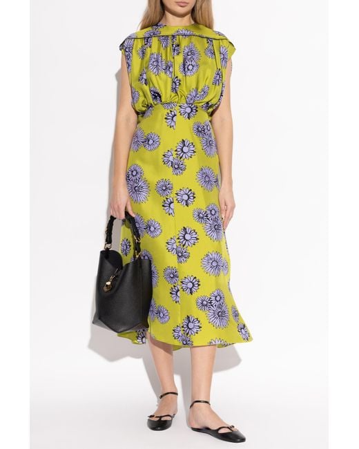 Lanvin White Silk Dress With Floral Motif