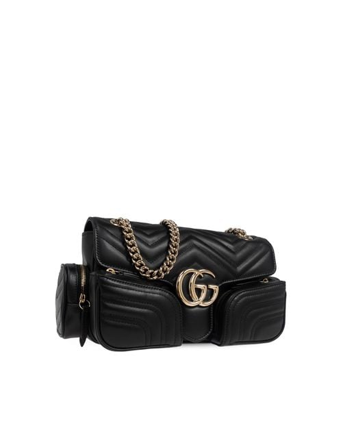 Gucci Black Shoulder Bag Gg Marmont