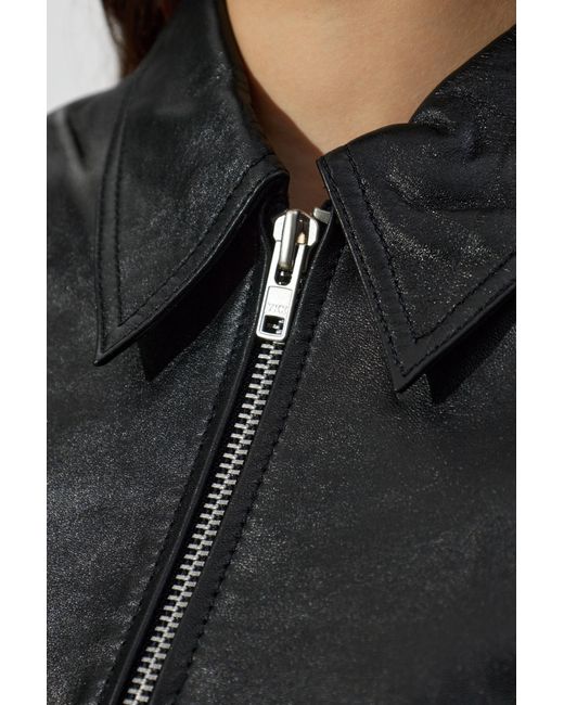 Samsøe & Samsøe Blue Leather Jacket 'Sashiloh'
