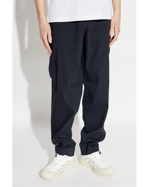 Moncler Blue Trousers With Logo Patch for men