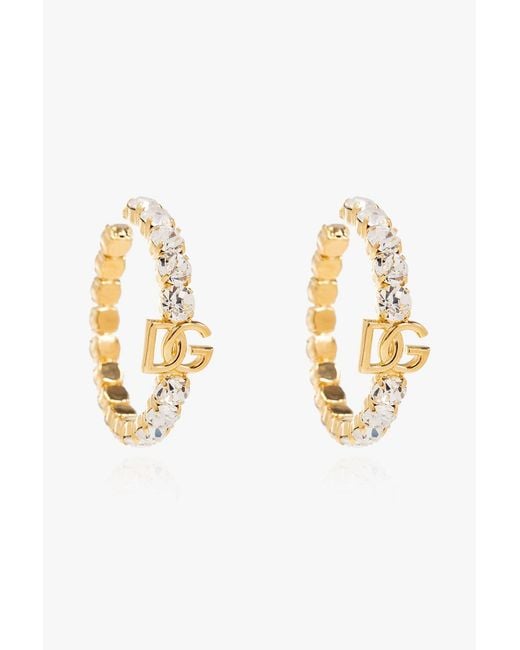 Dolce & Gabbana Metallic Brass Earrings With Logo