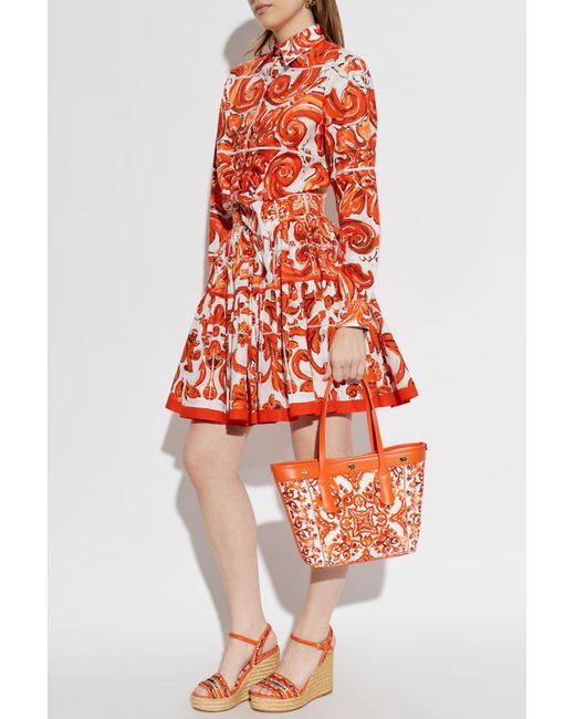 Dolce & Gabbana Red Top With "Majolica" Print