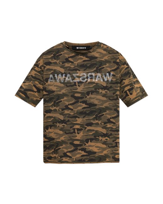 M I S B H V Green Camo Print T-Shirt for men