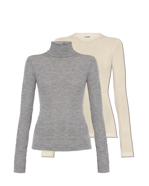 Jil Sander Gray Set; Turtleneck And Top