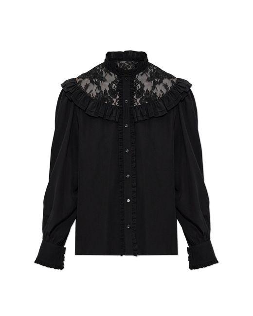 Chloé Black Silk Shirt With Lace