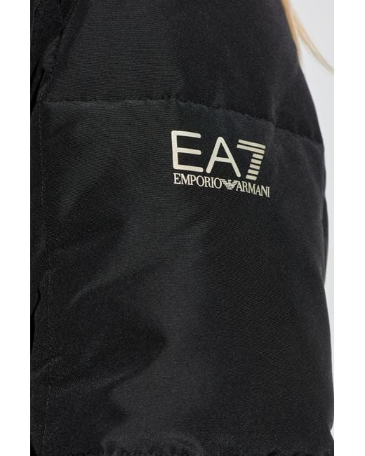 EA7 Black Quilted Padded Coat