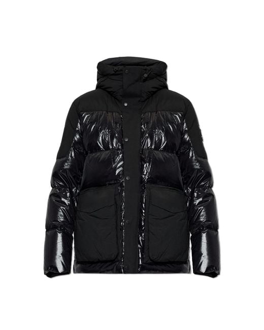 Moose Knuckles Black Down Jacket With Hood for men