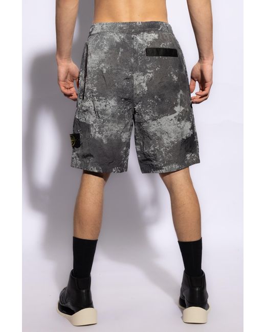 Stone Island Gray Shorts With Logo, for men