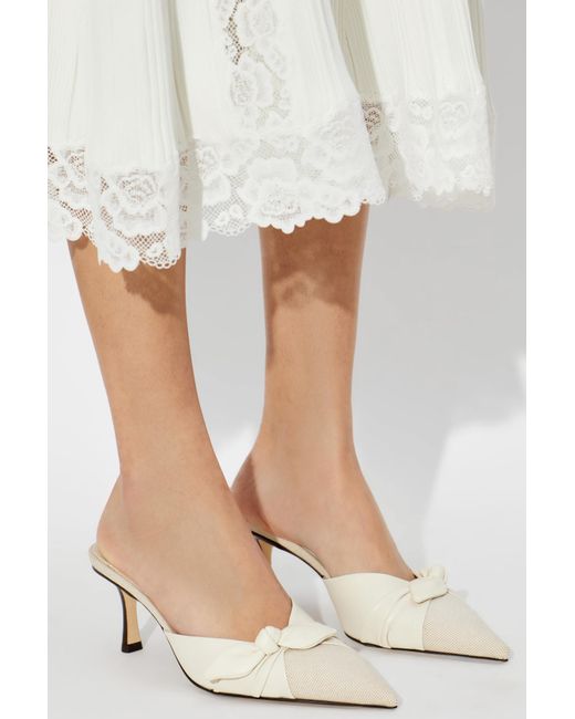 Jimmy Choo White Heeled Mules 'Livi 65'