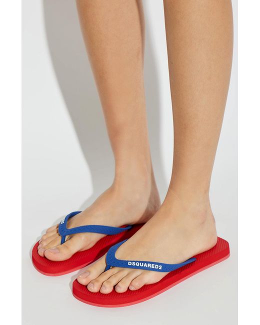 DSquared² Red Flip-Flops With Logo