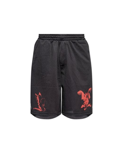 44 Label Group Black Perforated Shorts for men