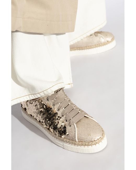 Agl Attilio Giusti Leombruni Natural Sequin Sneakers Neive