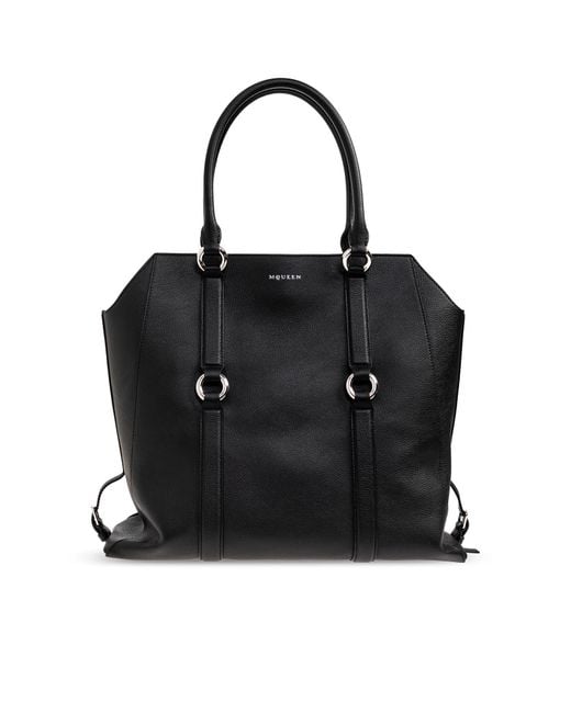 McQueen Black 'Farringdon' Shopper Bag for men