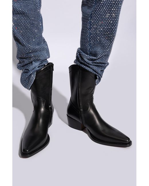 DSquared² Blue Leather Cowboy Boots for men