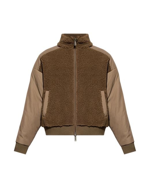 DSquared² Brown Fleece Jacket With A Stand-Up Collar for men