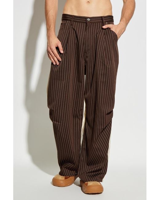 PDF Brown Striped Pattern Trousers, for men