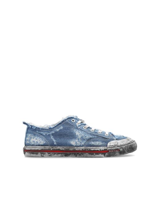 DIESEL Blue S-athos Low Distressed Sneakers for men
