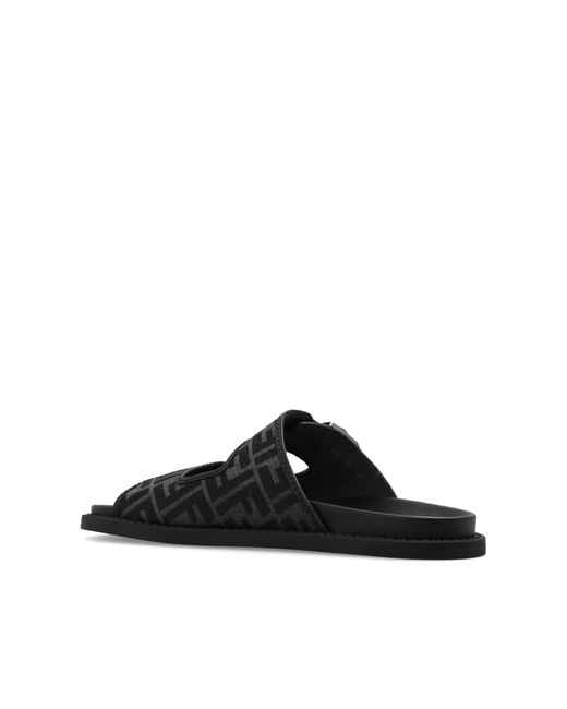 Fendi Black Monogrammed Slides for men