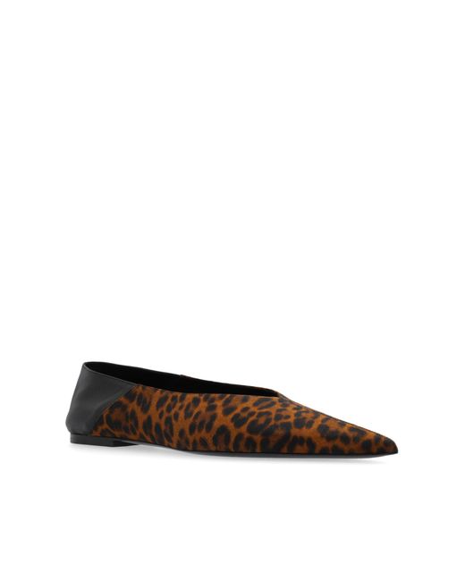 Saint Laurent Black Shoes With Leopard Print
