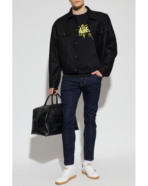 DSquared² Black T-Shirt With Printed Logo for men