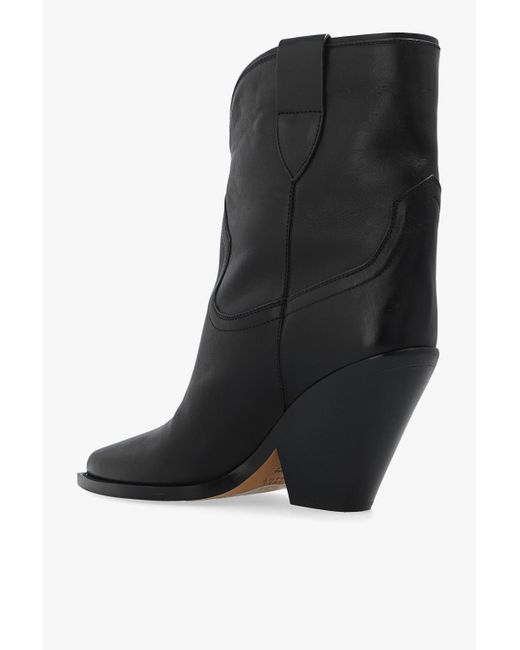 Isabel Marant Black 'Leyane' Heeled Ankle Boots