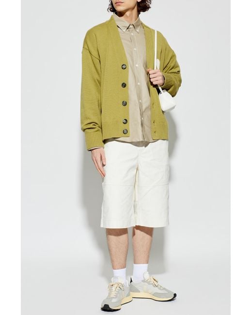 AMI Yellow Cardigan With Logo for men