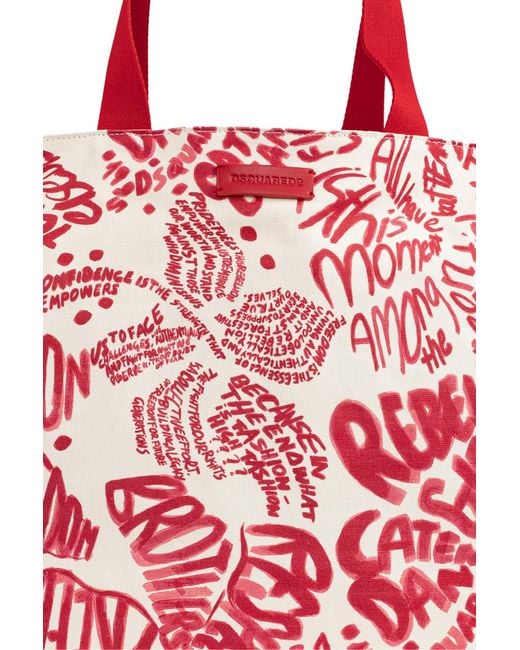 DSquared² Red Shopper Bag With Print