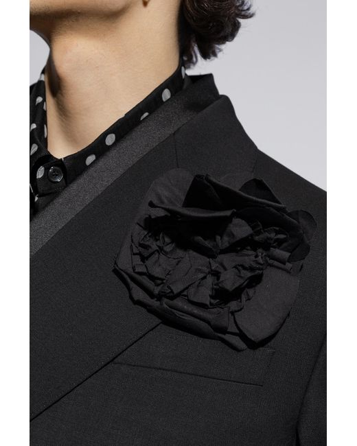 Dolce & Gabbana Black Brooch With Floral Motif, for men