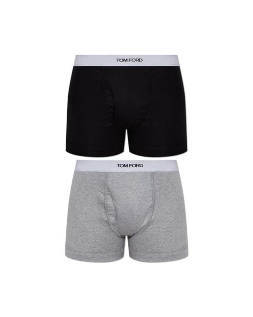 Tom Ford Black Two-Pack Of Cotton Boxers With Logo for men