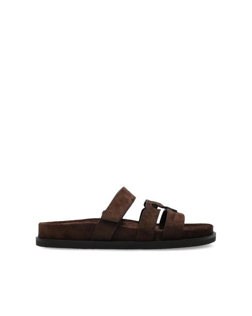Tory Burch Brown Suede Slides
