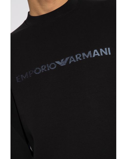 Emporio Armani Black Logo-embroidered Sweatshirt, for men