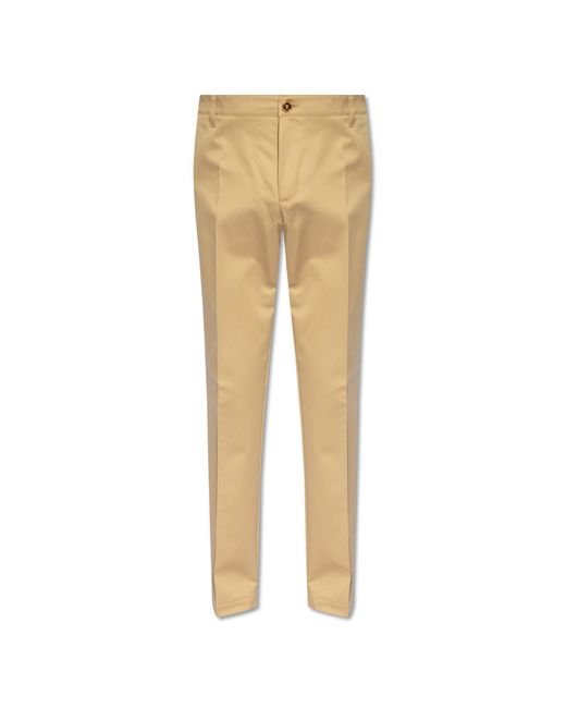 Versace Natural Pleat-front Trousers, for men
