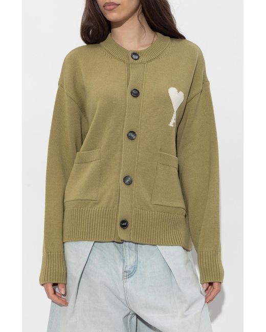AMI Green Cardigan With Pockets