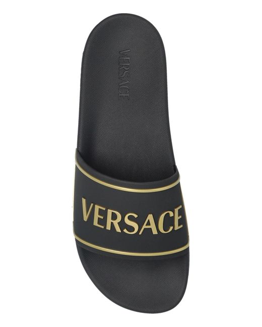Versace Black Rubber Flip-Flops With Logo for men