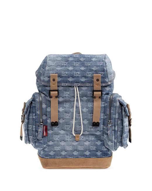 DSquared² Blue 'D2 Monogram' Backpack for men