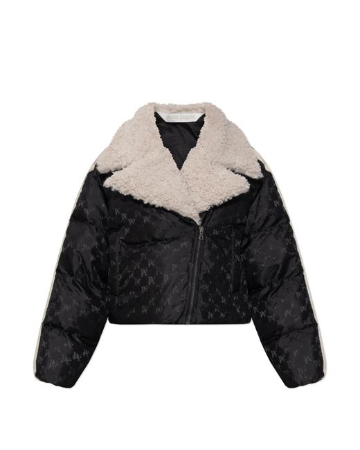 Palm Angels Black Short Jacket With Faux Fur