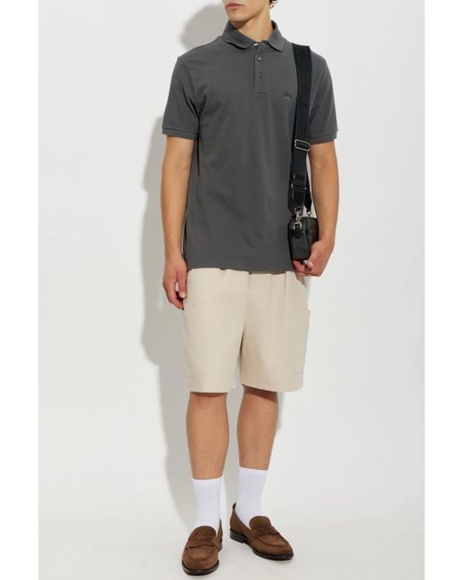 Etro Gray Polo With Embroidered Logo for men