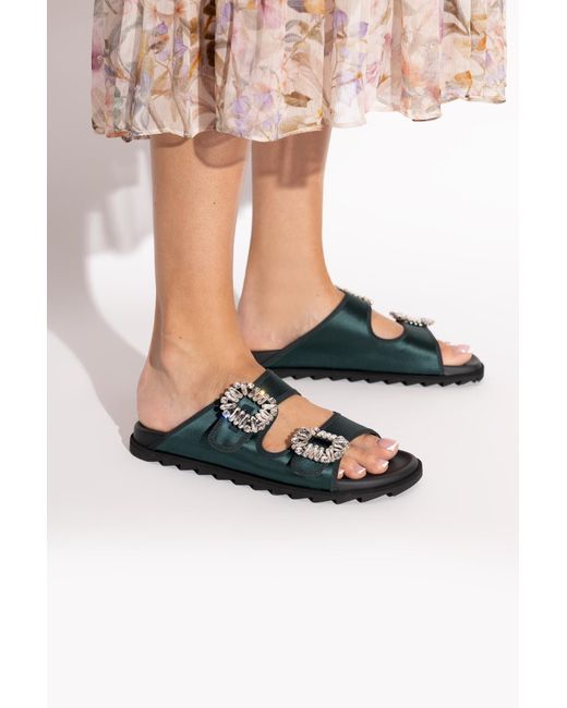 Roger Vivier Black Satin Mules