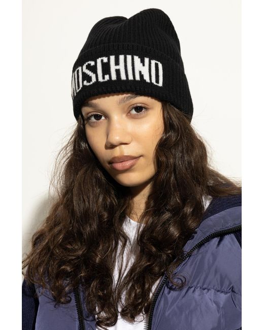Moschino Black Cap With Logo