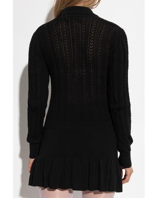 Alessandra Rich Black Cardigan With Decorative Knit