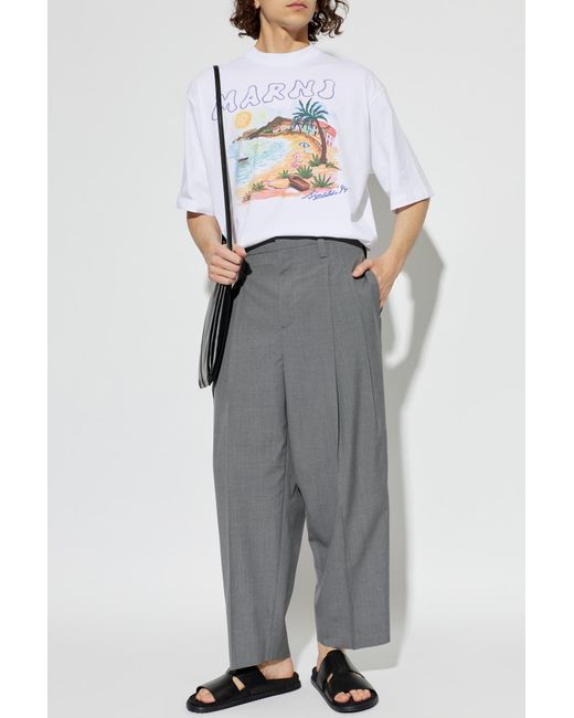 Marni White T-Shirt With Logo for men