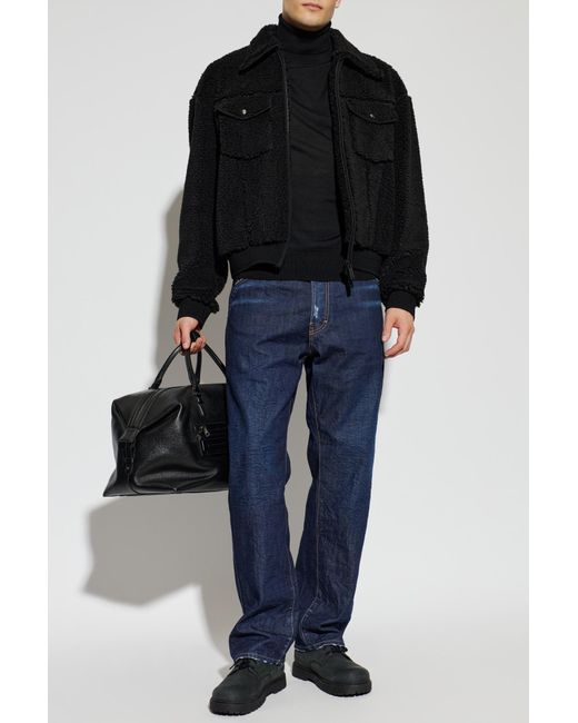 DSquared² Black Wool Turtleneck With Embroidered Logo for men